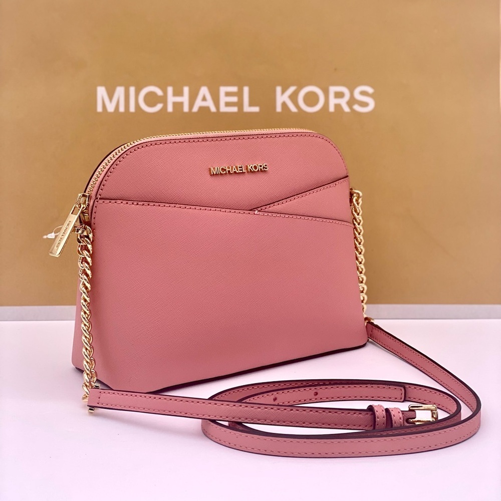 Michael Kors Jet Set Travel Medium Dome Crossbody Leather Primrose - Picture 11 of 12
